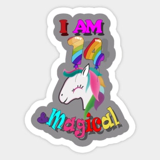 unicorn 14th birthday :i am 14 and magical Sticker